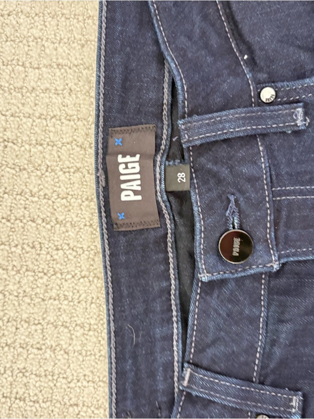 PAIGE Manhattan High Rise Jeans Size 28 Dark Wash Straight Leg Denim - Picture 3 of 11